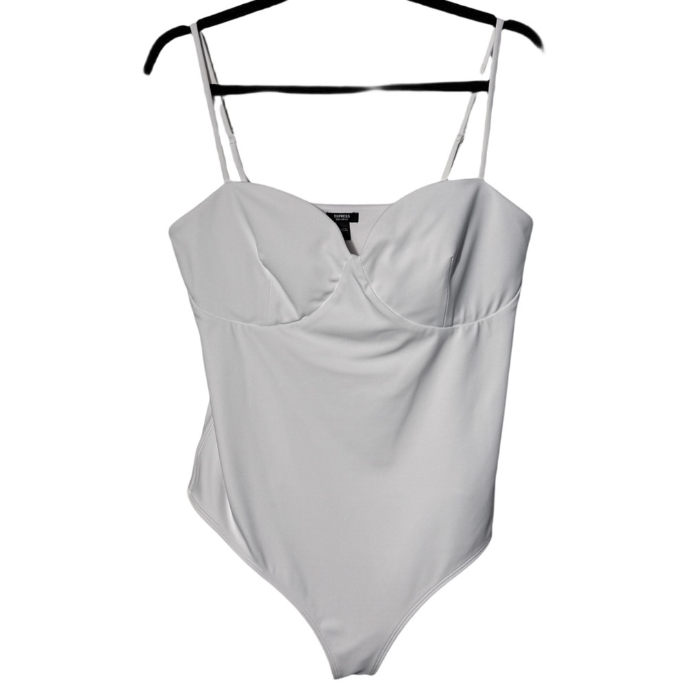 Express White Bustier Bandeau Bodysuit with Adjustable Straps Sz Large